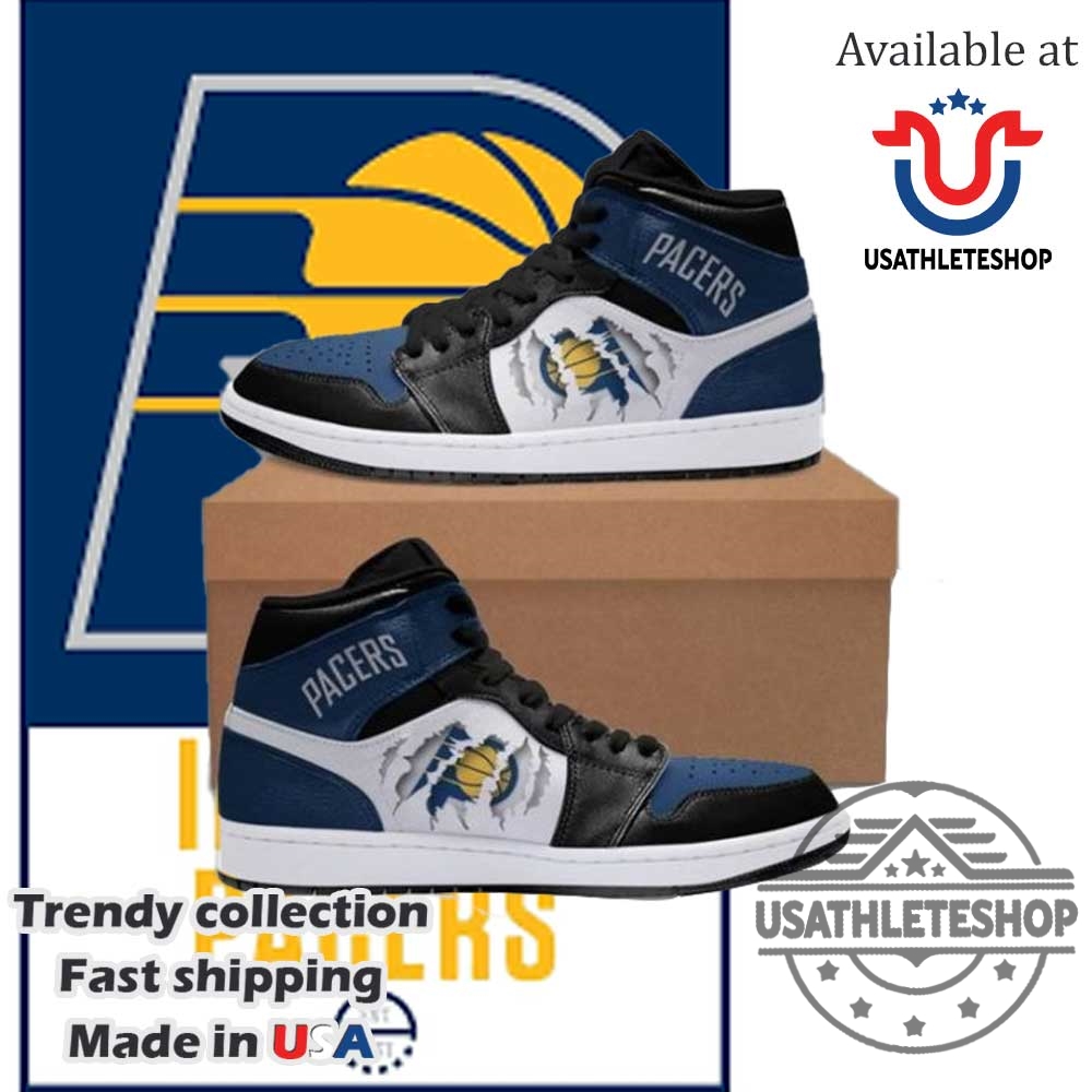 Nba Indiana Pacers Blue White Scratch Air Jordan 1 High Sneakers