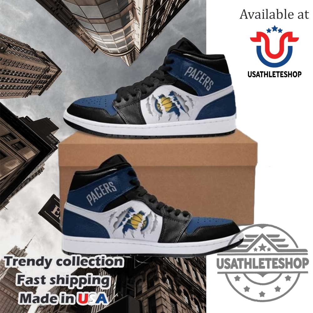 Nba Indiana Pacers Blue White Scratch Air Jordan 1 High Sneakers 3 NBA Indiana Pacers Blue White Scratch Air Jordan 1 High Sneakers