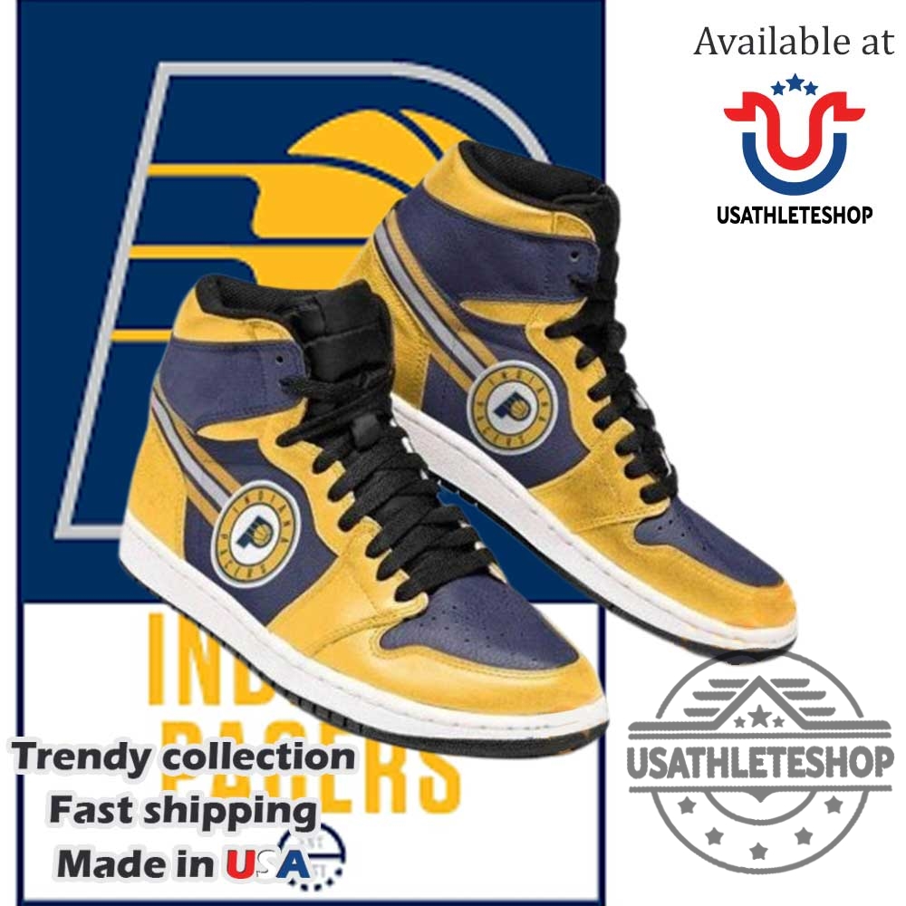 Nba Indiana Pacers Gold Blue Air Jordan 1 High Sneakers
