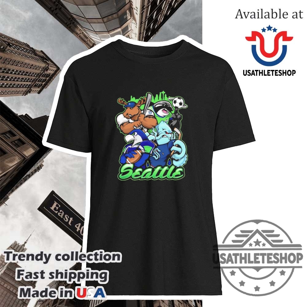Seattle Mascot City Skyline Sports Tshirt