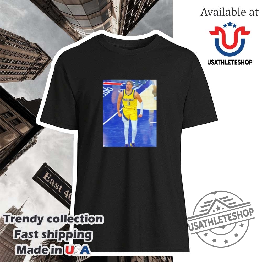 "Top 5 Custom Sports Shoes and Shirts for 2025 Fans" 23 Tyrese Haliburton Indiana Pacers Game Frames Shirt