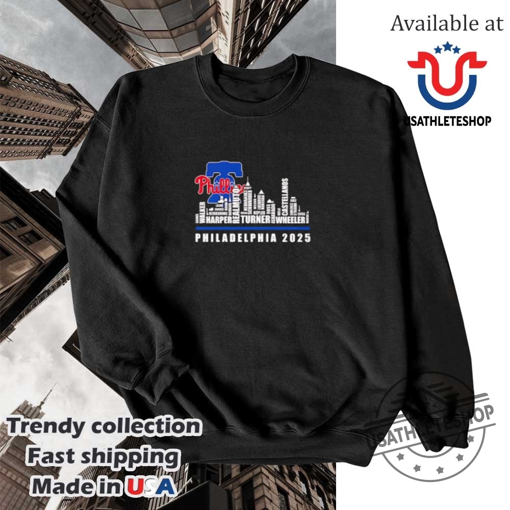 Skyline Name Philadelphia Phillies 2025 Shirt 5 Skyline name Philadelphia Phillies 2025 shirt