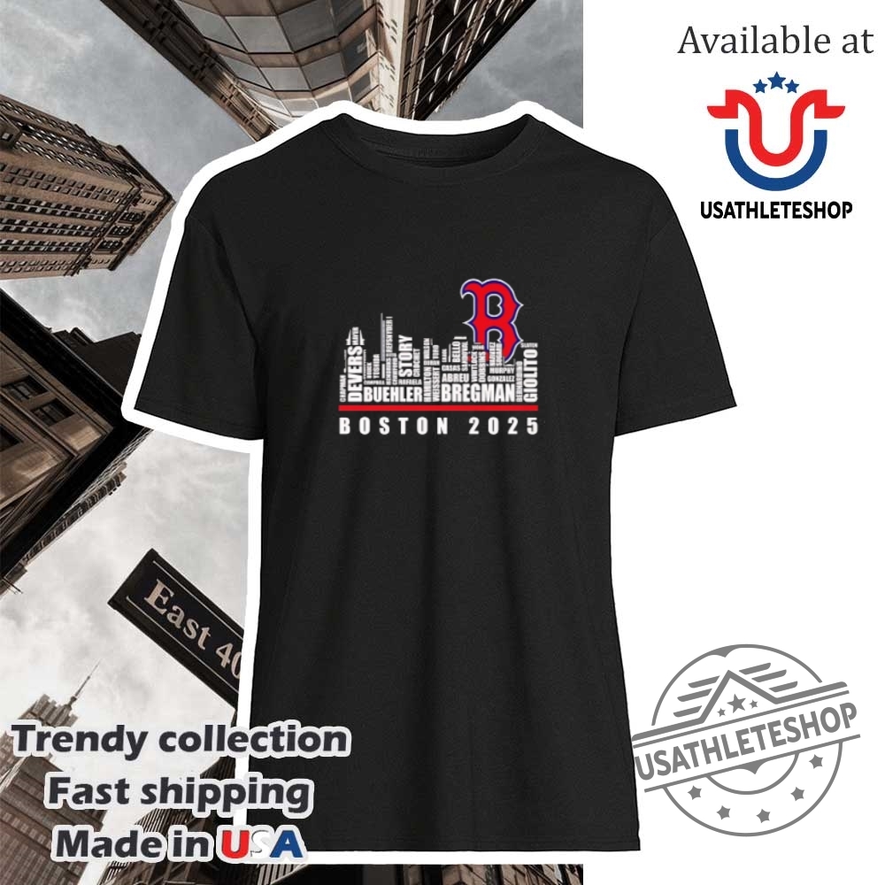 "Top 5 Custom Sports Shoes and Shirts for 2025 Fans" 39 Skyline Name Boston Red Sox 2025 Shirt