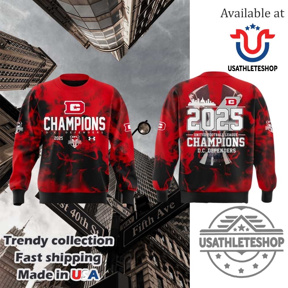 "Top Sports Apparel: Caps and Shirts for Football and Baseball Fans" 16 D.C. Defenders Ufl Champions 2025 Sweatshirt