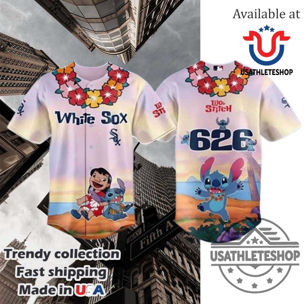 "Top Sports Apparel: Caps and Shirts for Football and Baseball Fans" 25 Chicago White Sox Mlb X Lilo Stitch Baseball Jersey