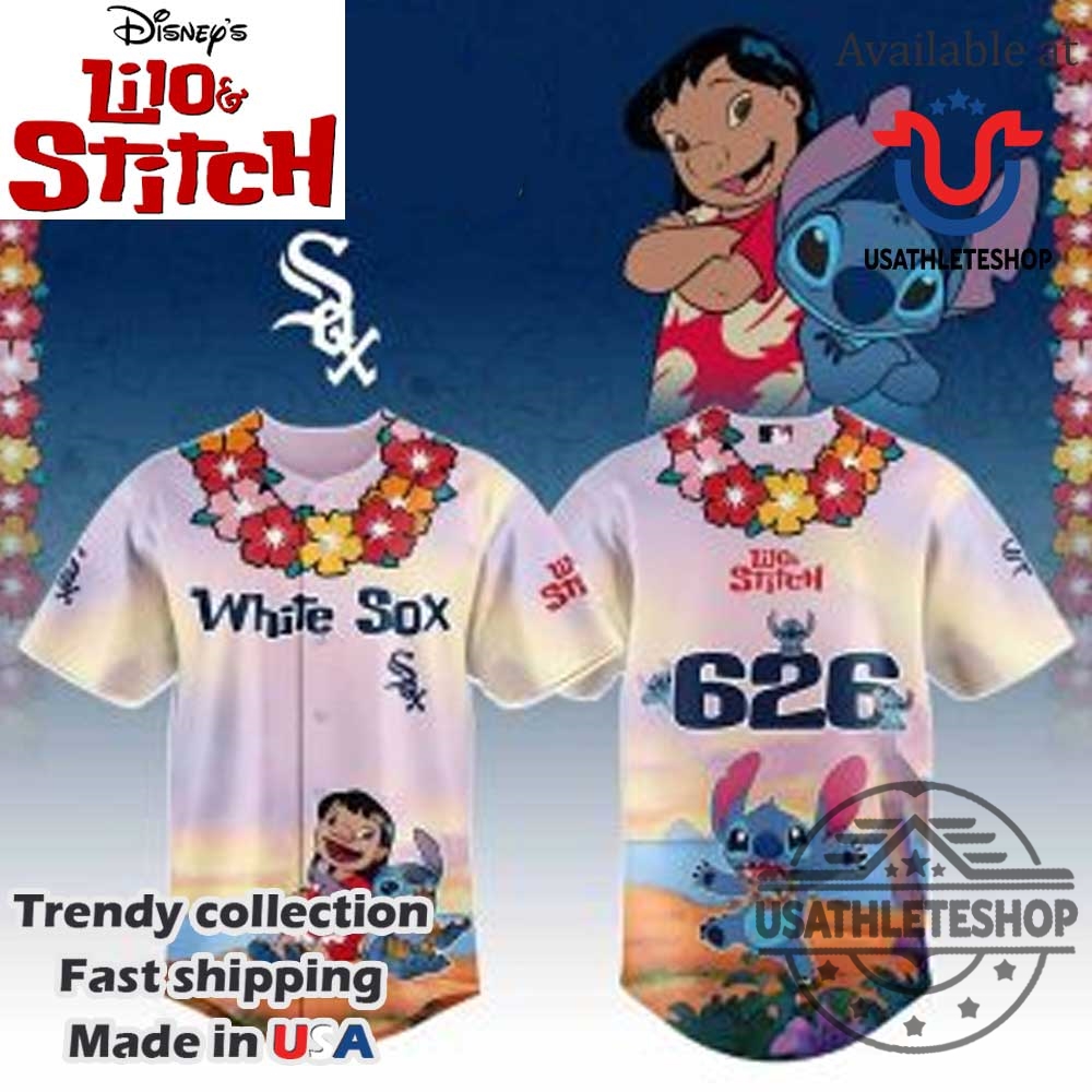 Chicago White Sox Mlb X Lilo Stitch Baseball Jersey 3 Chicago White Sox MLB X Lilo Stitch Baseball Jersey