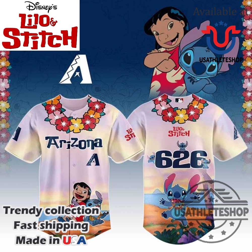 Arizona Diamondbacks Mlb X Lilo Stitch Baseball Jersey 3 Arizona Diamondbacks MLB X Lilo Stitch Baseball Jersey
