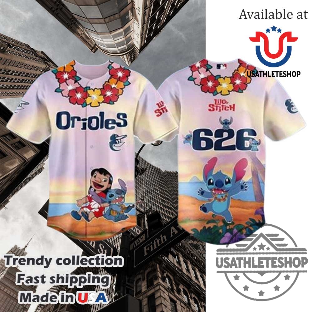 "Top Sports Apparel: Caps and Shirts for Football and Baseball Fans" 28 Baltimore Orioles Mlb X Lilo Stitch Baseball Jersey