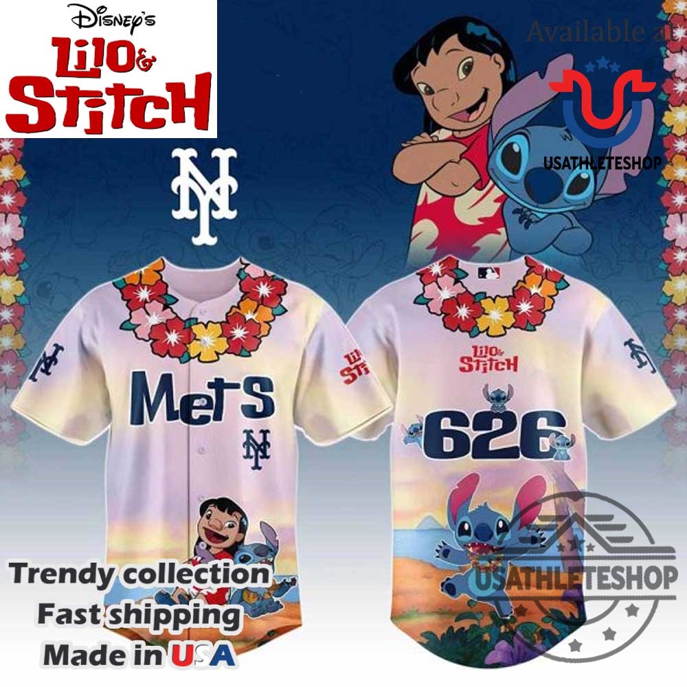New York Mets Mlb X Lilo Stitch Baseball Jersey 3 New York Mets MLB X Lilo Stitch Baseball Jersey