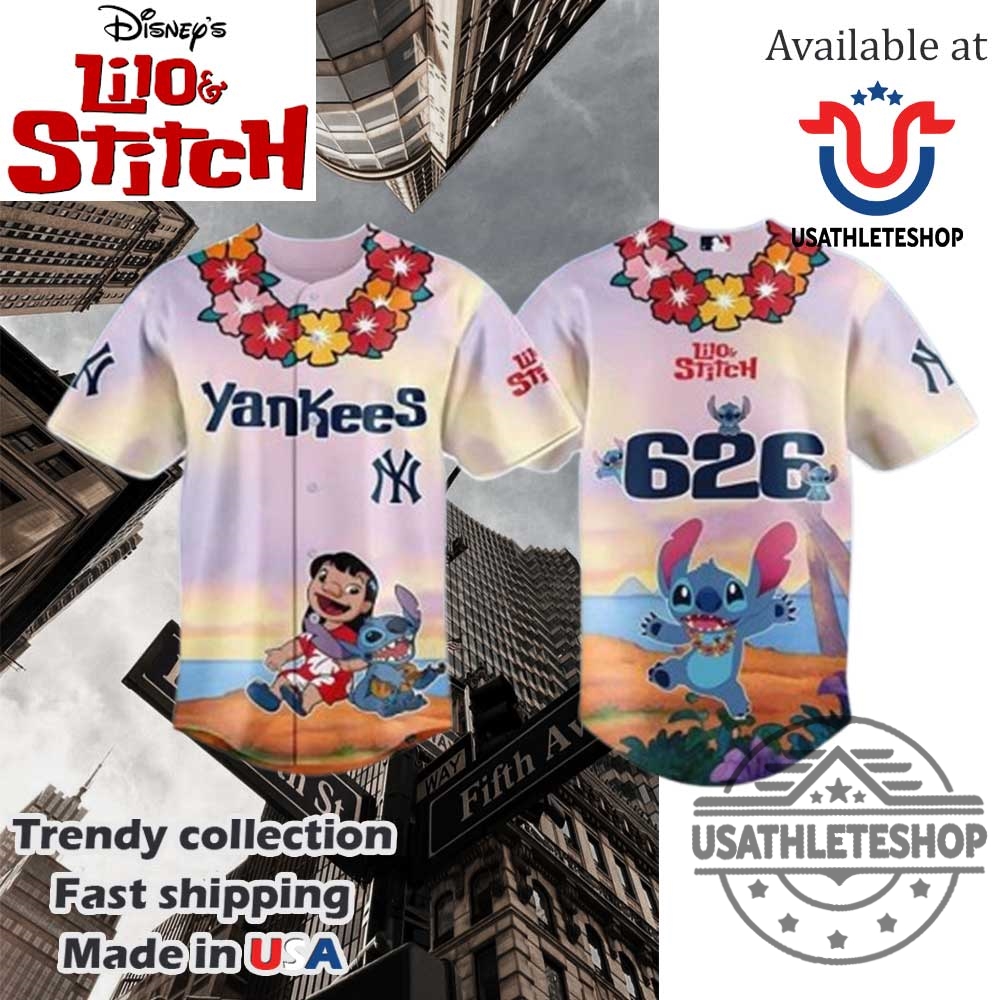"Top Sports Apparel: Caps and Shirts for Football and Baseball Fans" 37 New York Yankees Mlb X Lilo Stitch Baseball Jersey