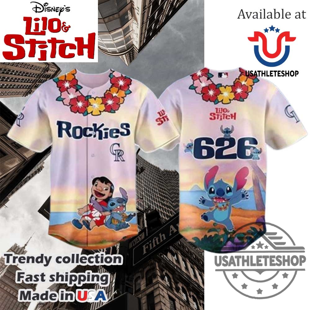 "Top Sports Apparel: Caps and Shirts for Football and Baseball Fans" 38 Colorado Rockies Mlb X Lilo Stitch Baseball Jersey