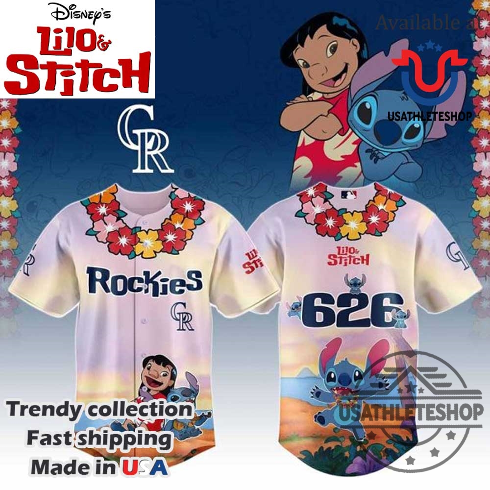 Colorado Rockies Mlb X Lilo Stitch Baseball Jersey 3 Colorado Rockies MLB X Lilo Stitch Baseball Jersey