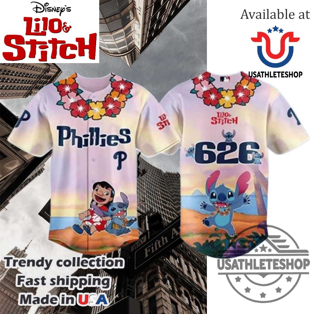 "Top Sports Apparel: Caps and Shirts for Football and Baseball Fans" 40 Philadelphia Phillies Mlb X Lilo Stitch Baseball Jersey