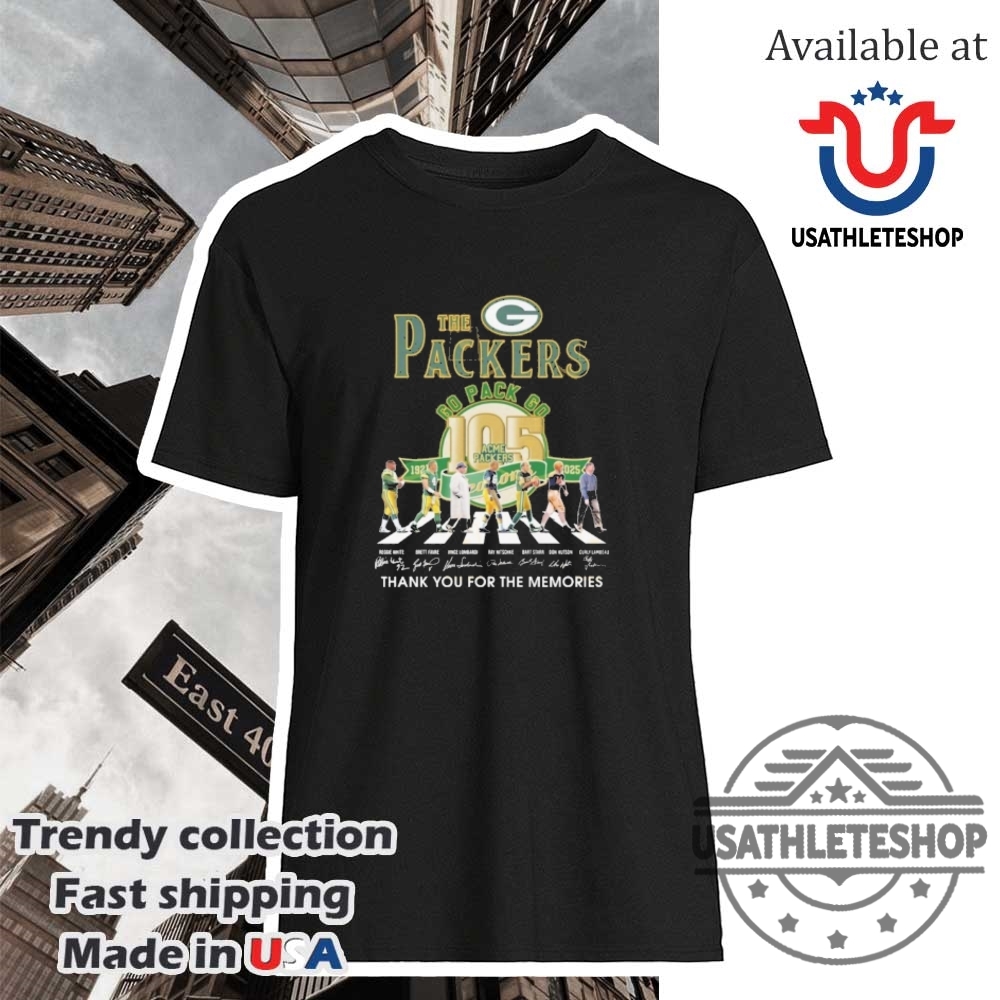 "Top 2025 Air Jordan Sneakers and Iconic Sportswear for Fans" 5 The Green Bay Packers Go Pack Go 105 Seasons Signature Thank You For The Memories Shirt