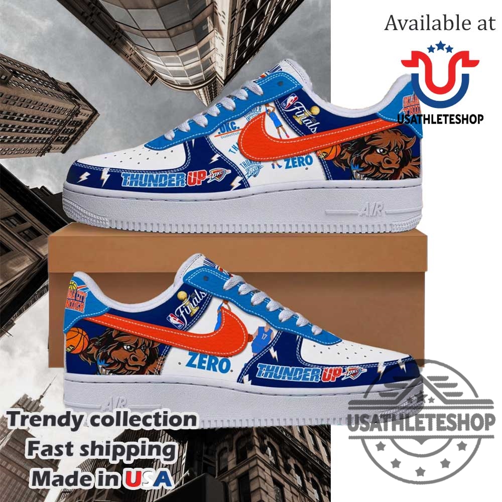Oklahoma City Thunder Nba Thunder Up Air Force 1 Sneaker 4 Oklahoma City Thunder NBA “Thunder Up” Air Force 1 Sneaker