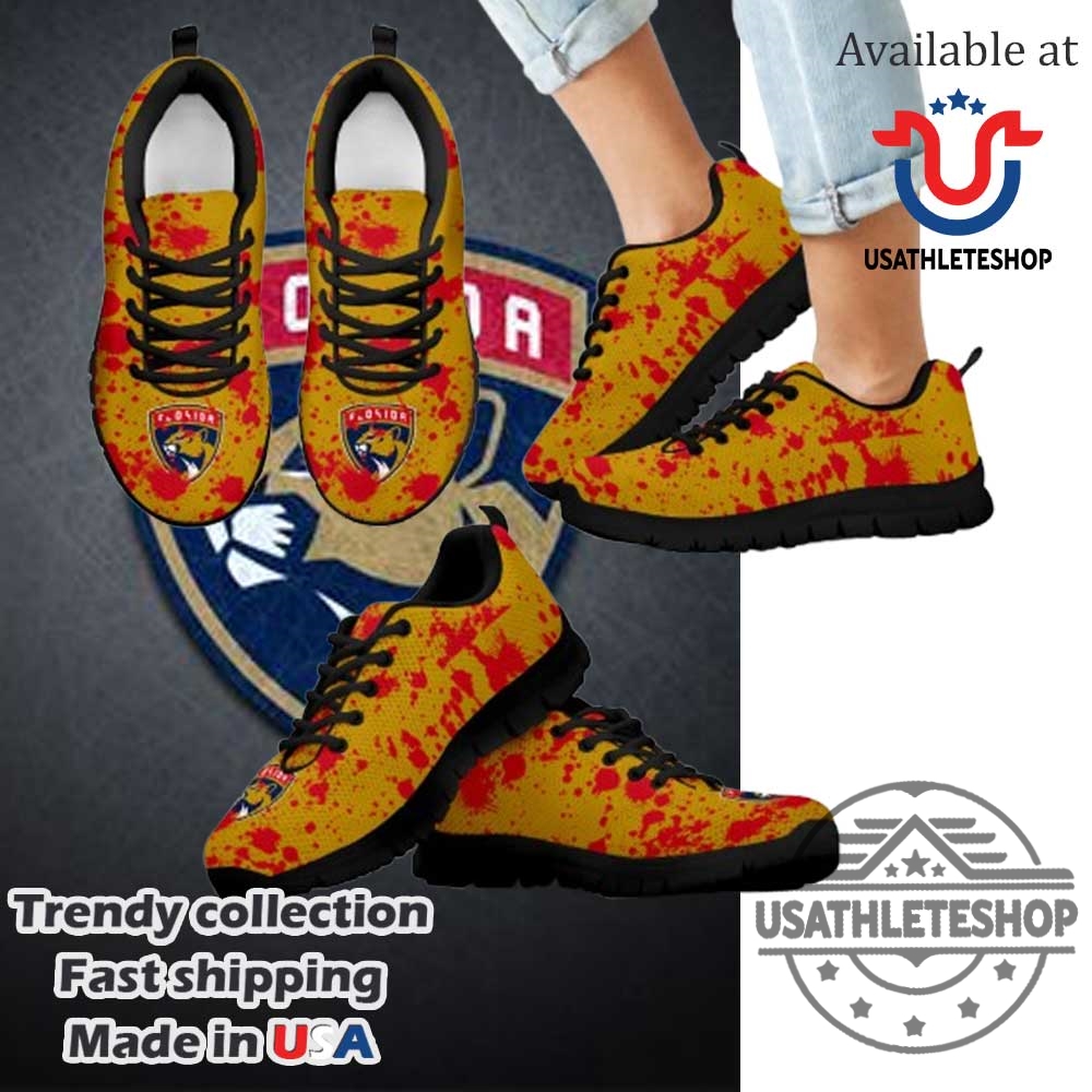 "Top Trendy Custom Nike Air Force 1 Shoes for 2023" 33 Splatters Watercolor Florida Panthers Sneakers Black Sole