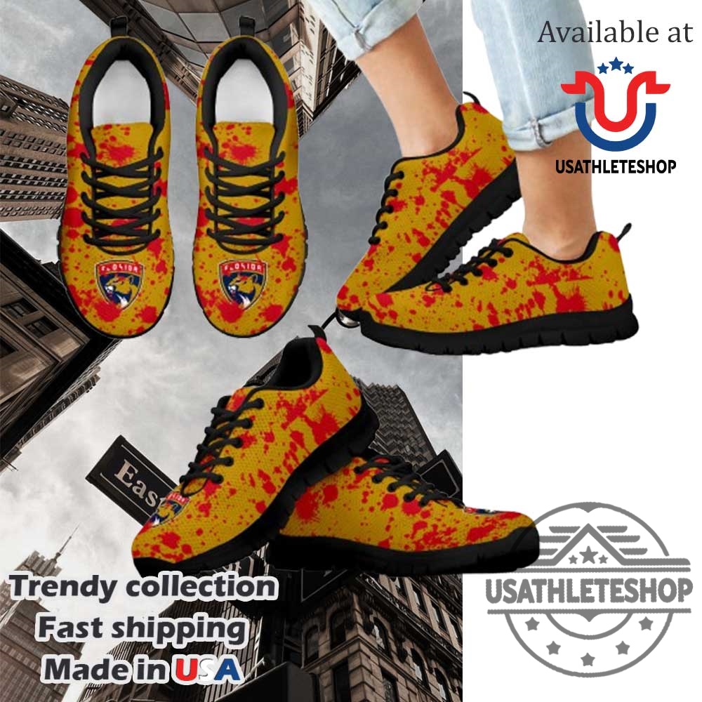 Splatters Watercolor Florida Panthers Sneakers Black Sole 3 Splatters Watercolor Florida Panthers Sneakers Black Sole