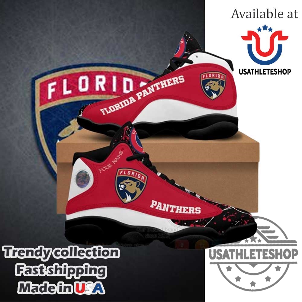 Nhl Florida Panthers Personalized Air Jordan 13 Sneakers Black Sole