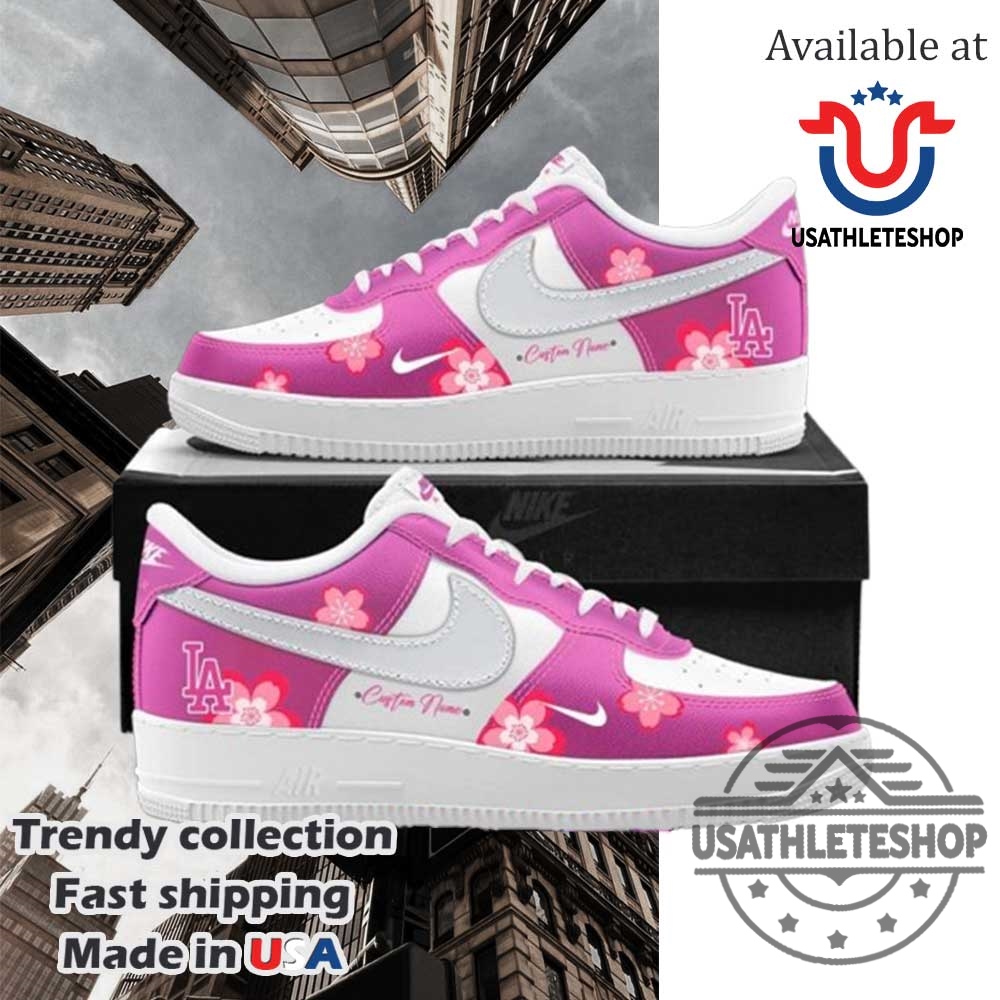Cute Los Angeles Dodgers X Hello Kitty Nike Air Force 1 Shoes 3 Cute Los Angeles Dodgers x Hello Kitty Nike Air Force 1 Shoes
