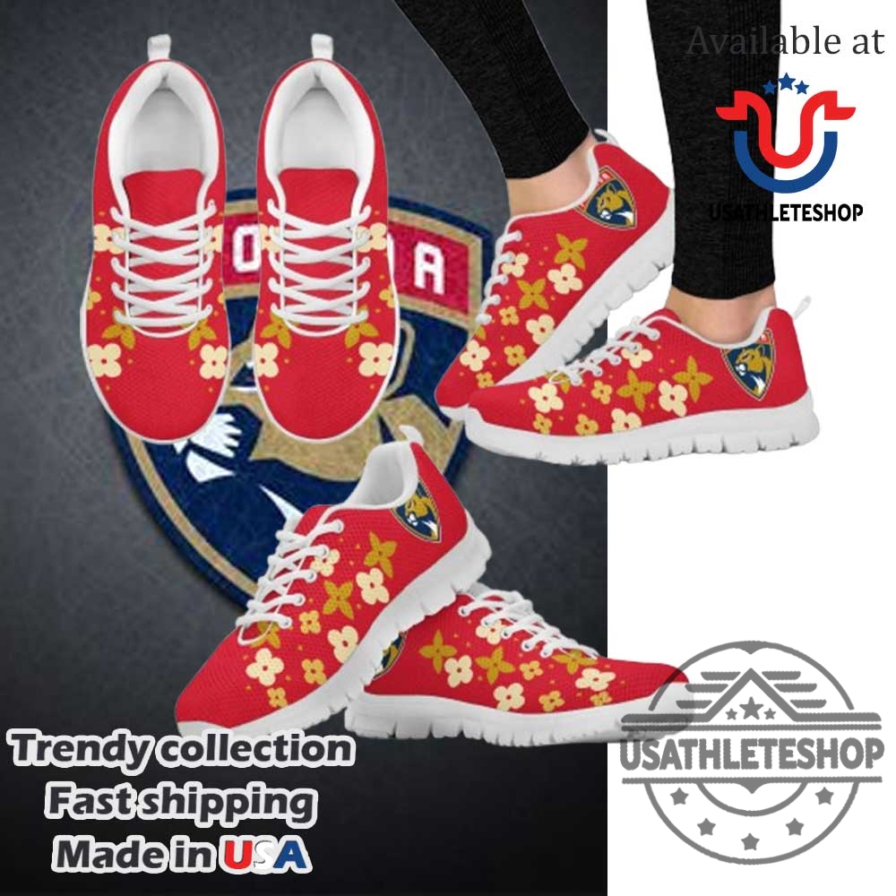 Flowers Pattern Florida Panthers Nhl Sneakers