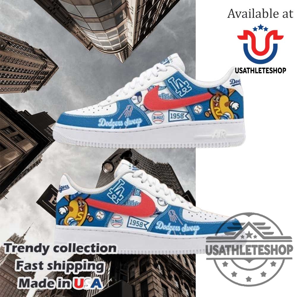 Los Angeles Dodgers Sweep Hot Dogs Nike Air Force 1 Shoes 5 Los Angeles Dodgers Sweep Hot Dogs Nike Air Force 1 Shoes