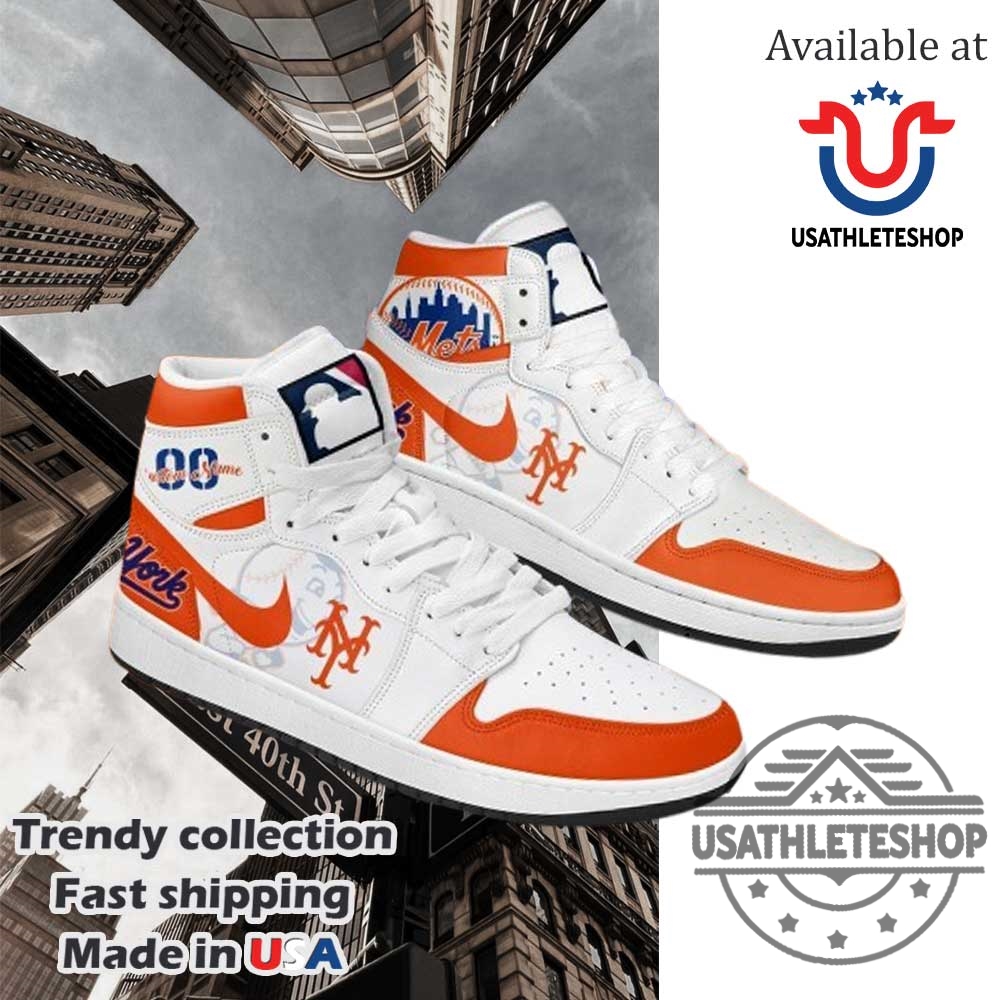 New York Mets Mlb New Style Air Jordan 1 High Top Shoes Custom Number And Name 5 New York Mets MLB New Style Air Jordan 1 High Top Shoes Custom Number And Name