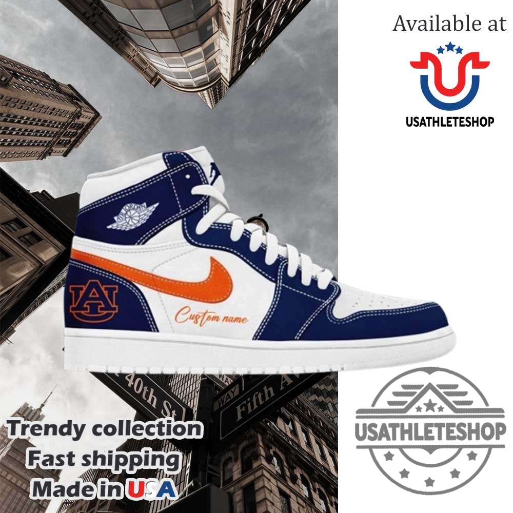 Auburn Football Custom Name Air Jordan 1 Hightop Sneakers Shoes 3 Auburn Football Custom Name Air Jordan 1 Hightop Sneakers Shoes