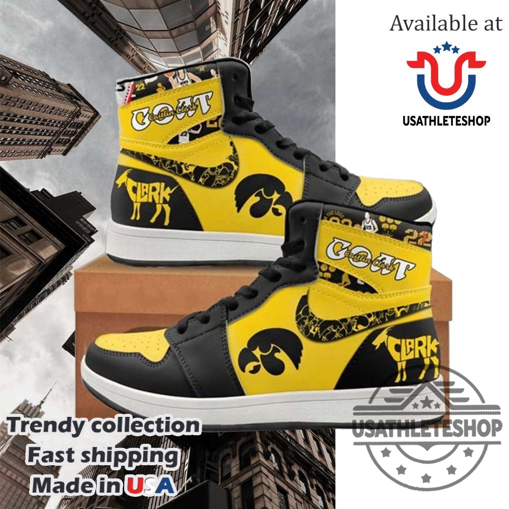 Iowa Hawkeyes Caitlin Clark Goat Gold Air Jordan 1 Hightop Shoes 3 Iowa Hawkeyes Caitlin Clark Goat Gold Air Jordan 1 Hightop Shoes