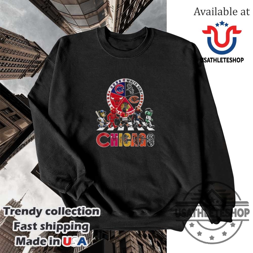 Chicago Cubs X White Sox X Bears X Blackhawks X Bulls Mascots Abbey Road Shirt 5 Chicago Cubs x White Sox x Bears x Blackhawks x Bulls Mascots Abbey Road shirt