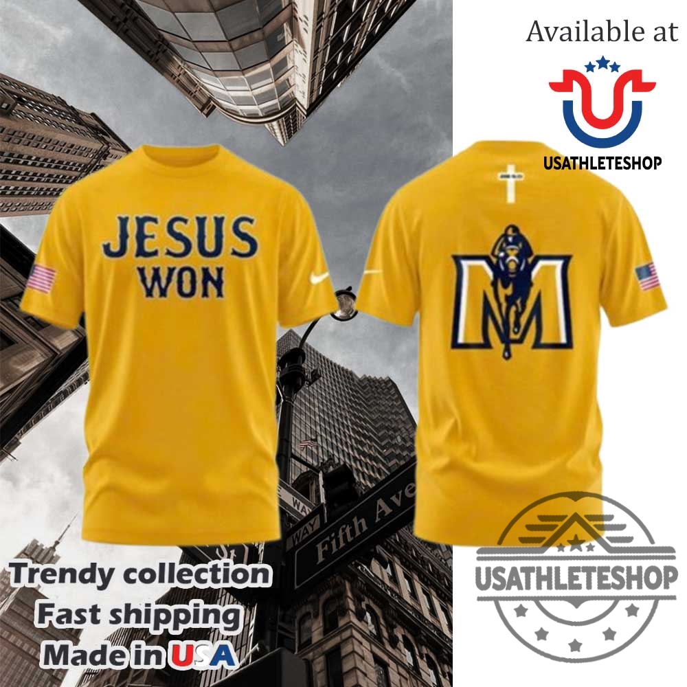 "Top Air Jordan Sneakers and Unique Sports Apparel for Fans" 28 Jesus Won Murray State Racers 3D Gold Tshirt Limited Edition