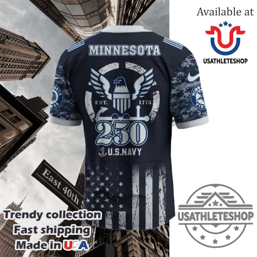 Minnesota Vikings Nfl X U.S. Navy 250Th Anniversary Jersey Commemorative Edition 5 Minnesota Vikings NFL x U.S. Navy 250th Anniversary Jersey - Commemorative Edition
