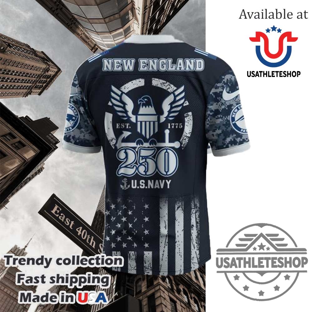 New England Patriots Nfl X U.S. Navy 250Th Anniversary Jersey Exclusive Design 5 New England Patriots NFL x U.S. Navy 250th Anniversary Jersey - Exclusive Design