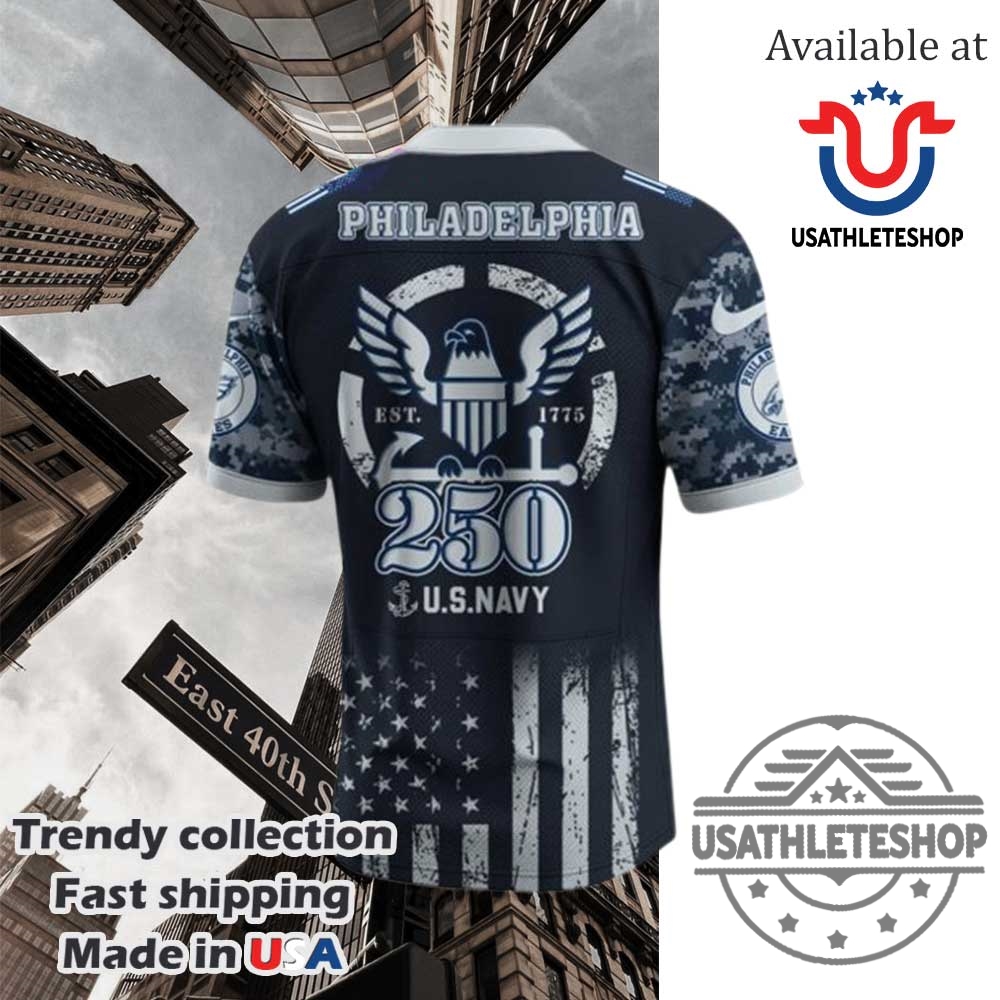 Philadelphia Eagles Nfl X U.S. Navy 250Th Anniversary Jersey Limited Edition 3 Philadelphia Eagles NFL x U.S. Navy 250th Anniversary Jersey - Limited Edition