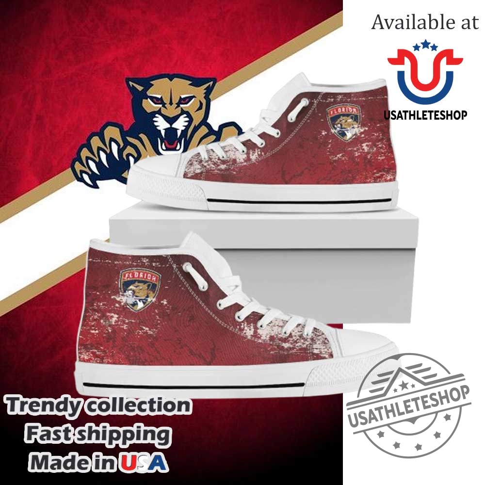 Grunge Vintage Logo Florida Panthers High Top Sneakers Retro Style