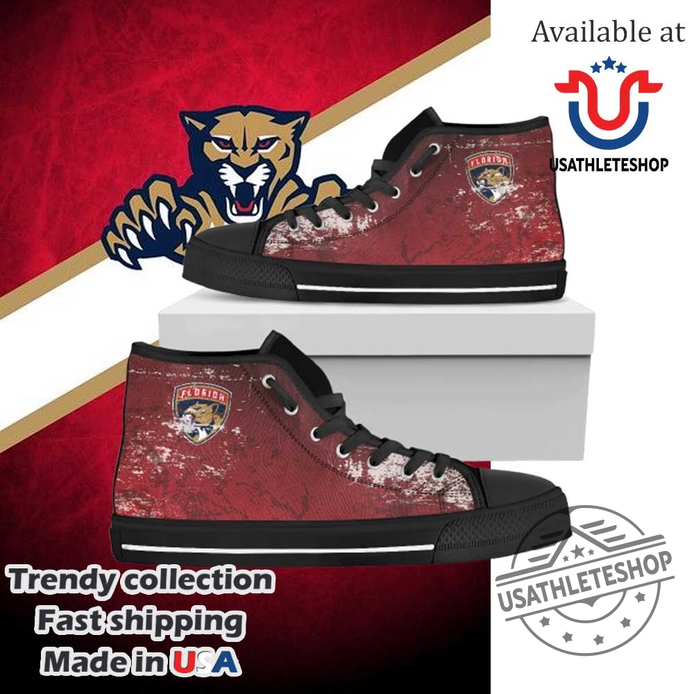 Grunge Vintage Logo Florida Panthers High Top Sneakers Retro Style 5 Grunge Vintage Logo Florida Panthers High Top Sneakers - Retro Style