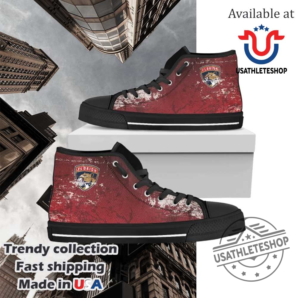 Grunge Vintage Logo Florida Panthers High Top Sneakers Retro Style 6 Grunge Vintage Logo Florida Panthers High Top Sneakers - Retro Style