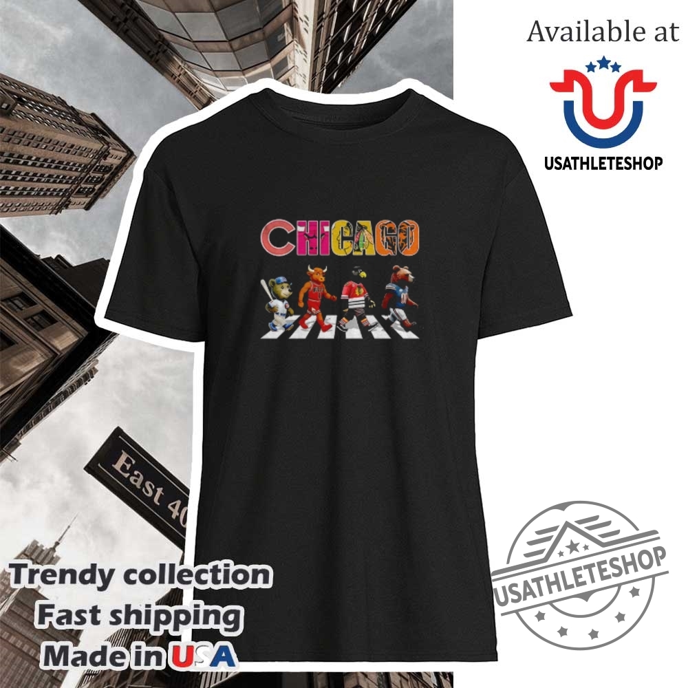 Chicago Sports Team Logo Mascot Abbey Road Tshirt Iconic Design