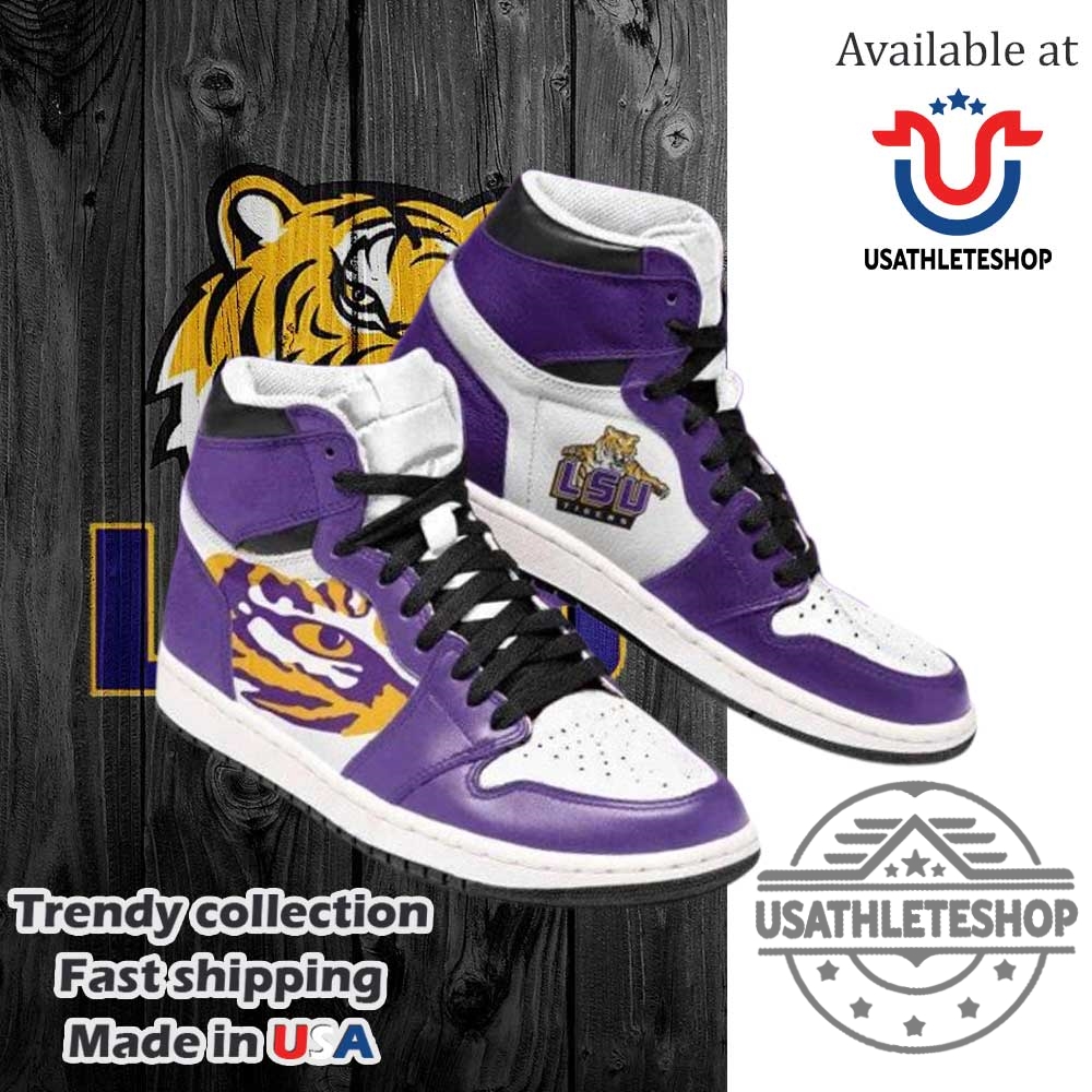"Top LSU Tigers Sneakers and Apparel to Show Your Team Pride" 2 Ncaa Lsu Tigers Purple White Air Jordan 1 High Sneakers