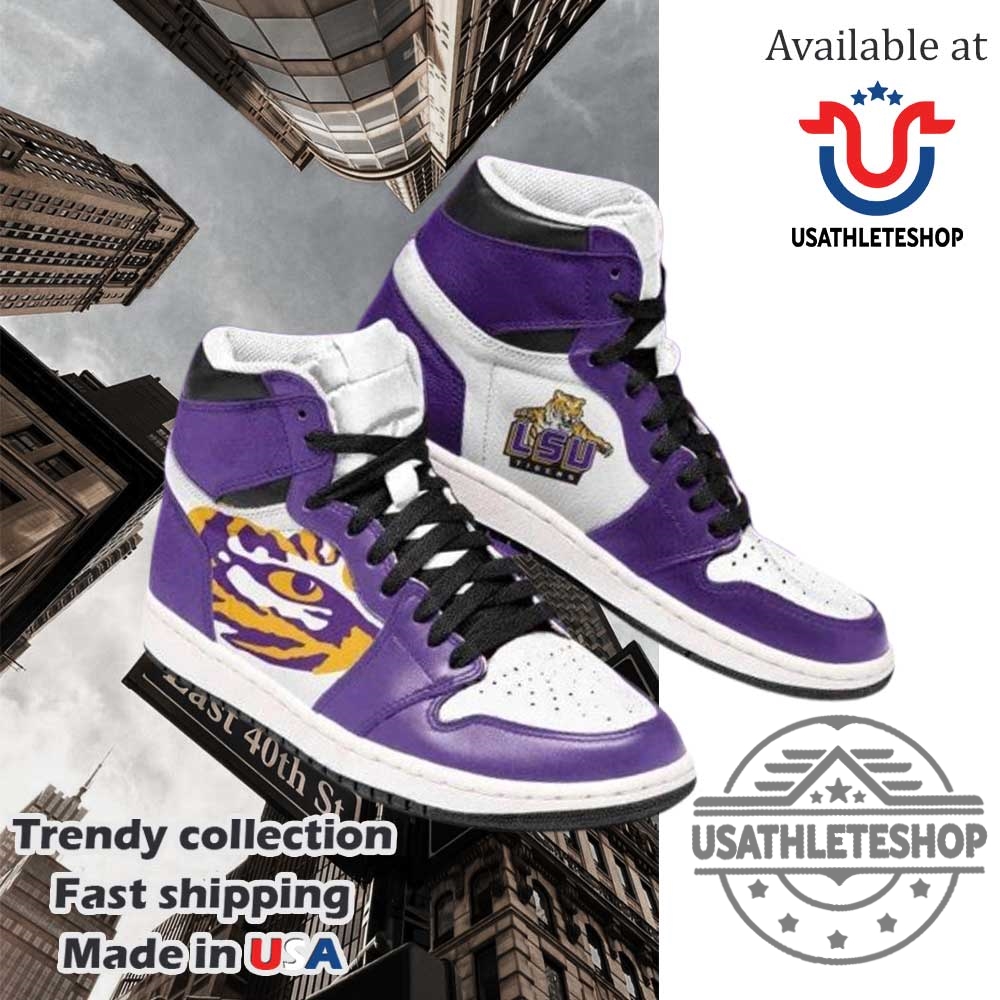 Ncaa Lsu Tigers Purple White Air Jordan 1 High Sneakers 3 NCAA LSU Tigers Purple White Air Jordan 1 High Sneakers
