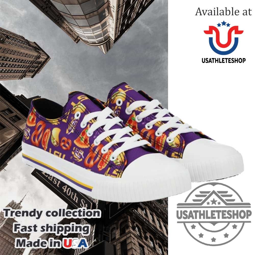 Foco Lsu Tigers Food Print Low Top Canvas Sneakers 3 FOCO LSU Tigers Food Print Low Top Canvas Sneakers