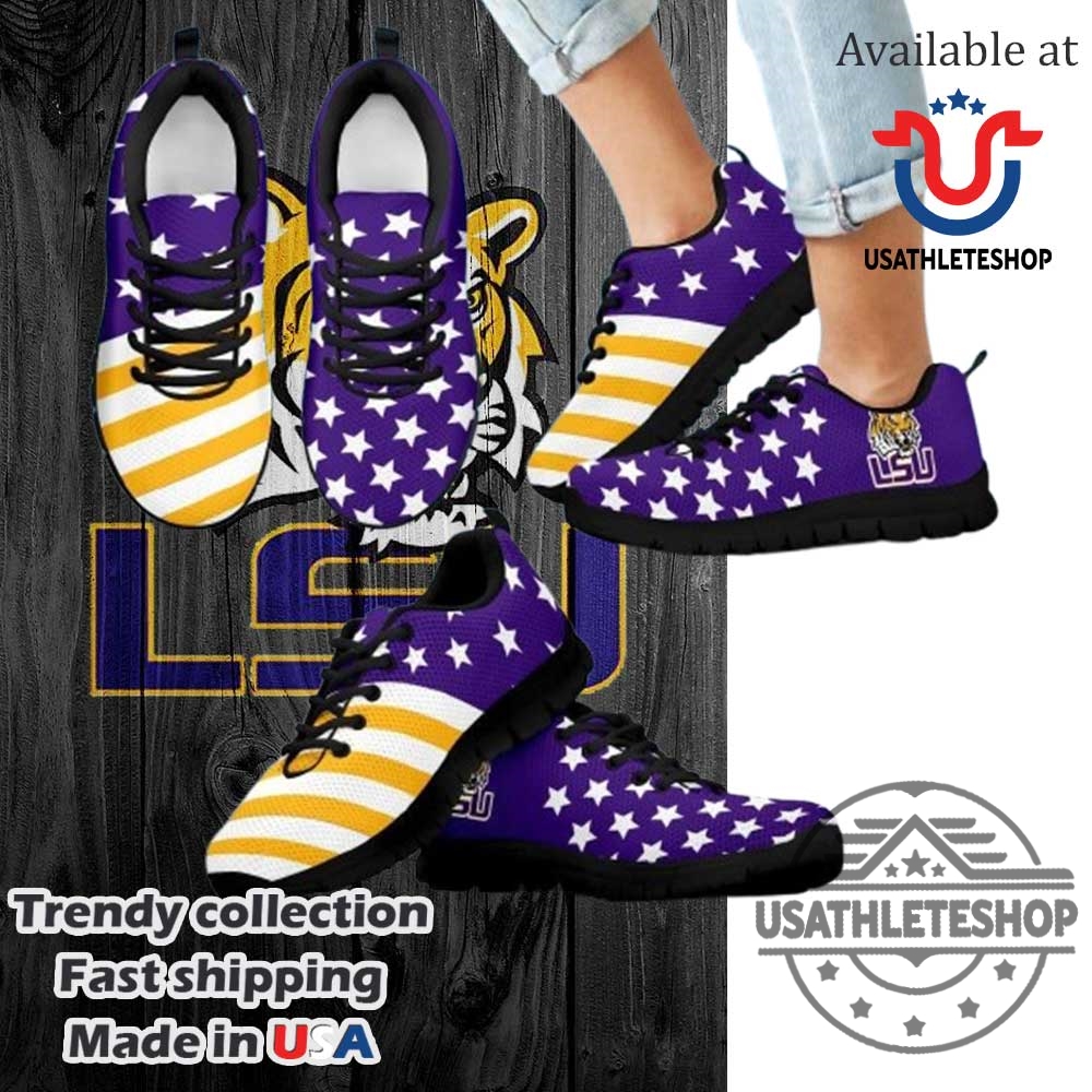 "Top LSU Tigers Sneakers and Apparel to Show Your Team Pride" 27 American Flag Full Stars Lsu Tigers Sneakers Shoes