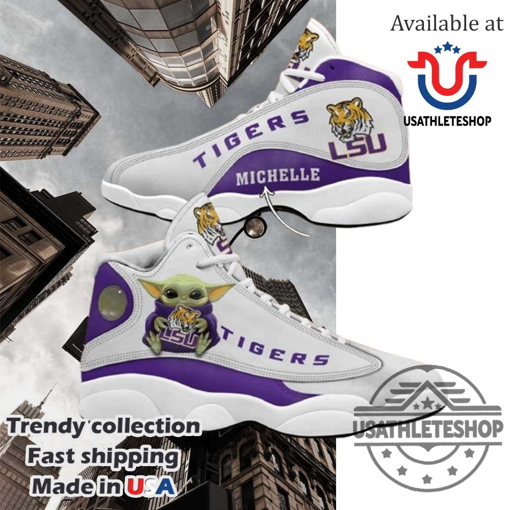Baby Yoda X Lsu Tigers Fans Custom Name Air Jordan 13 Sneaker Shoes 3 Baby Yoda x LSU Tigers Fans Custom Name Air Jordan 13 Sneaker Shoes