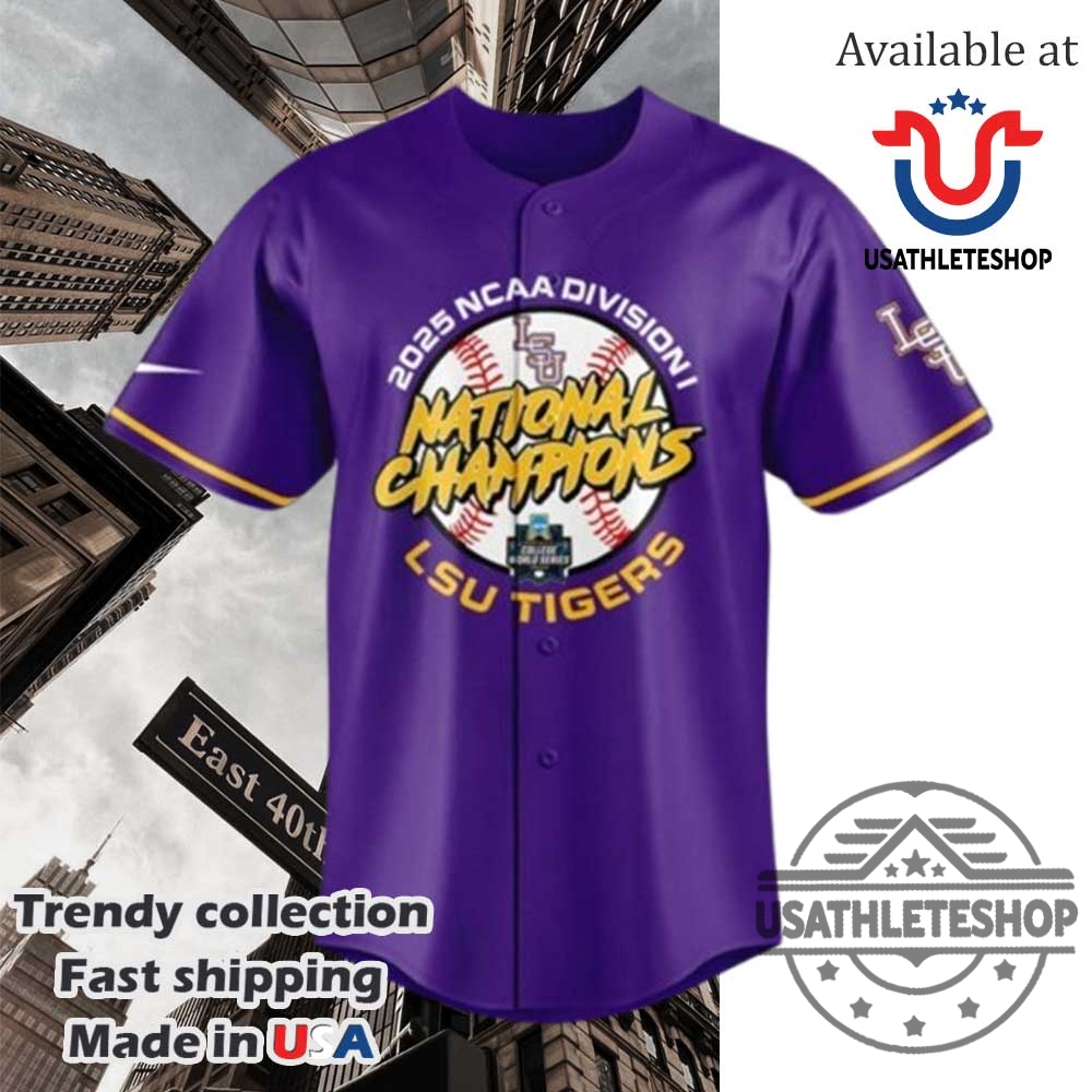 Lsu Tigers 2025 Ncaa Division National Champions Baseball Jersey 4 LSU Tigers 2025 NCAA Division National Champions Baseball Jersey