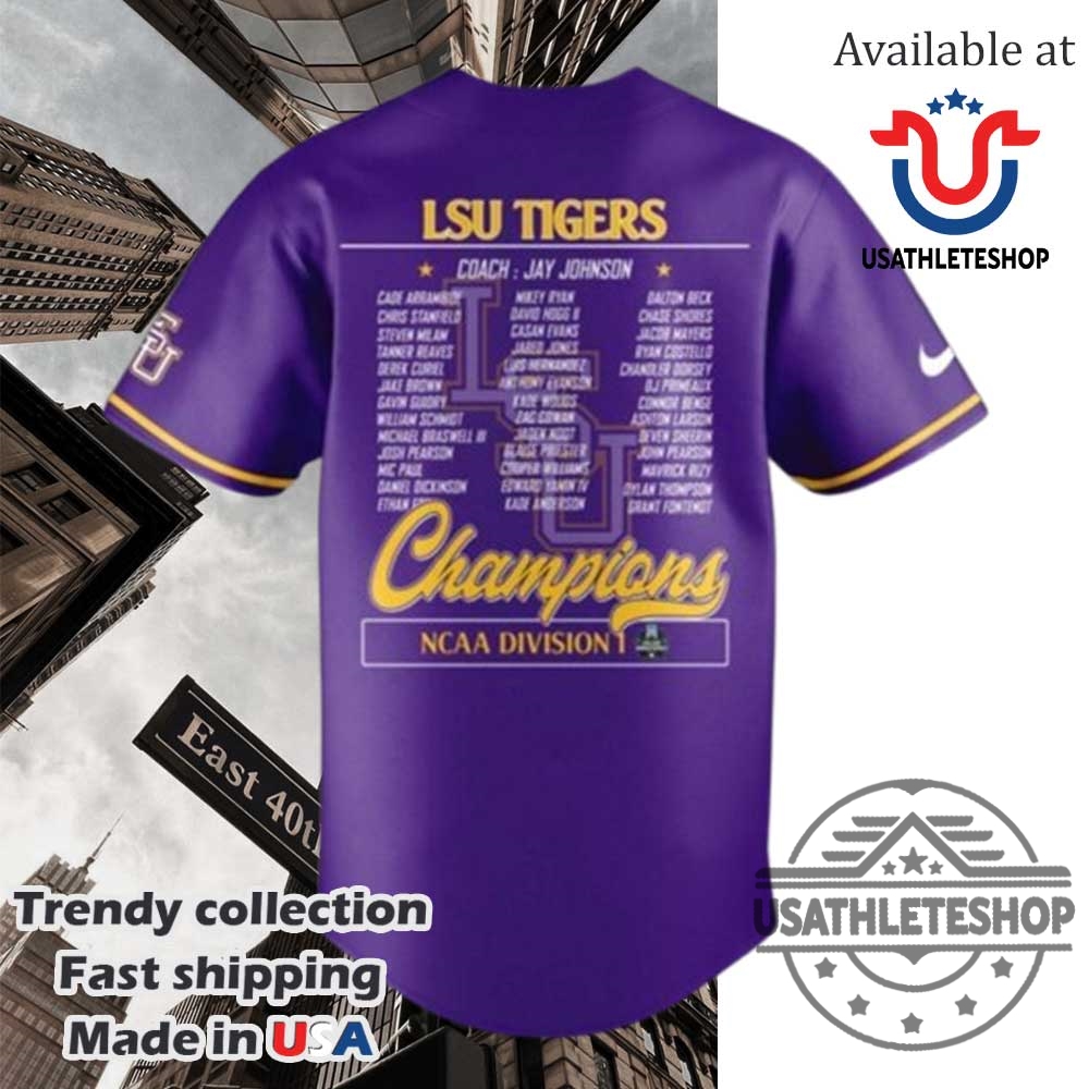 Lsu Tigers 2025 Ncaa Division National Champions Baseball Jersey 5 LSU Tigers 2025 NCAA Division National Champions Baseball Jersey