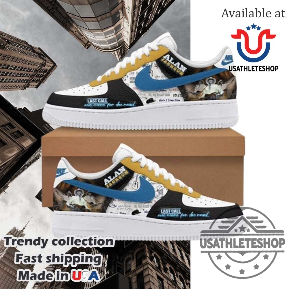 "Top Custom Shoes: Messi, NCAA Champs, MCR, Prince, Volbeat" 36 Alan Jackson Last Call One More For The Road Air Force 1 Shoes