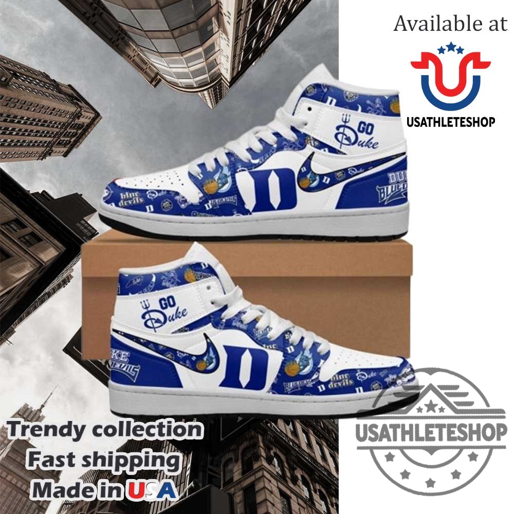 Duke Blue Devils Go Duke Air Jordan 1 High Top Shoes