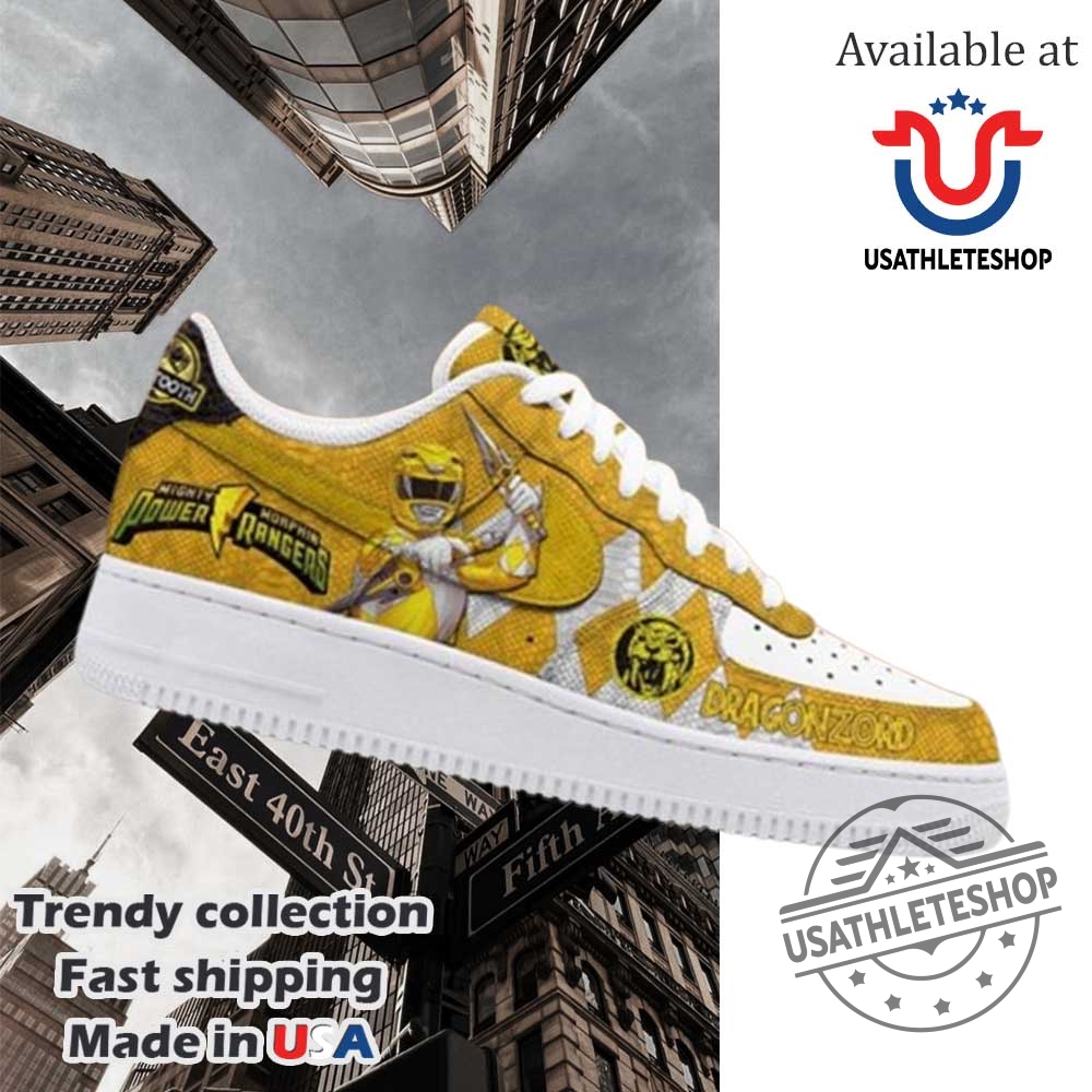 "Exclusive Movie Collaboration: Limited Edition Nike & Air Jordan Releases" 8 Power Rangers All Characters Yellow Nike Air Force 1 Sneaker
