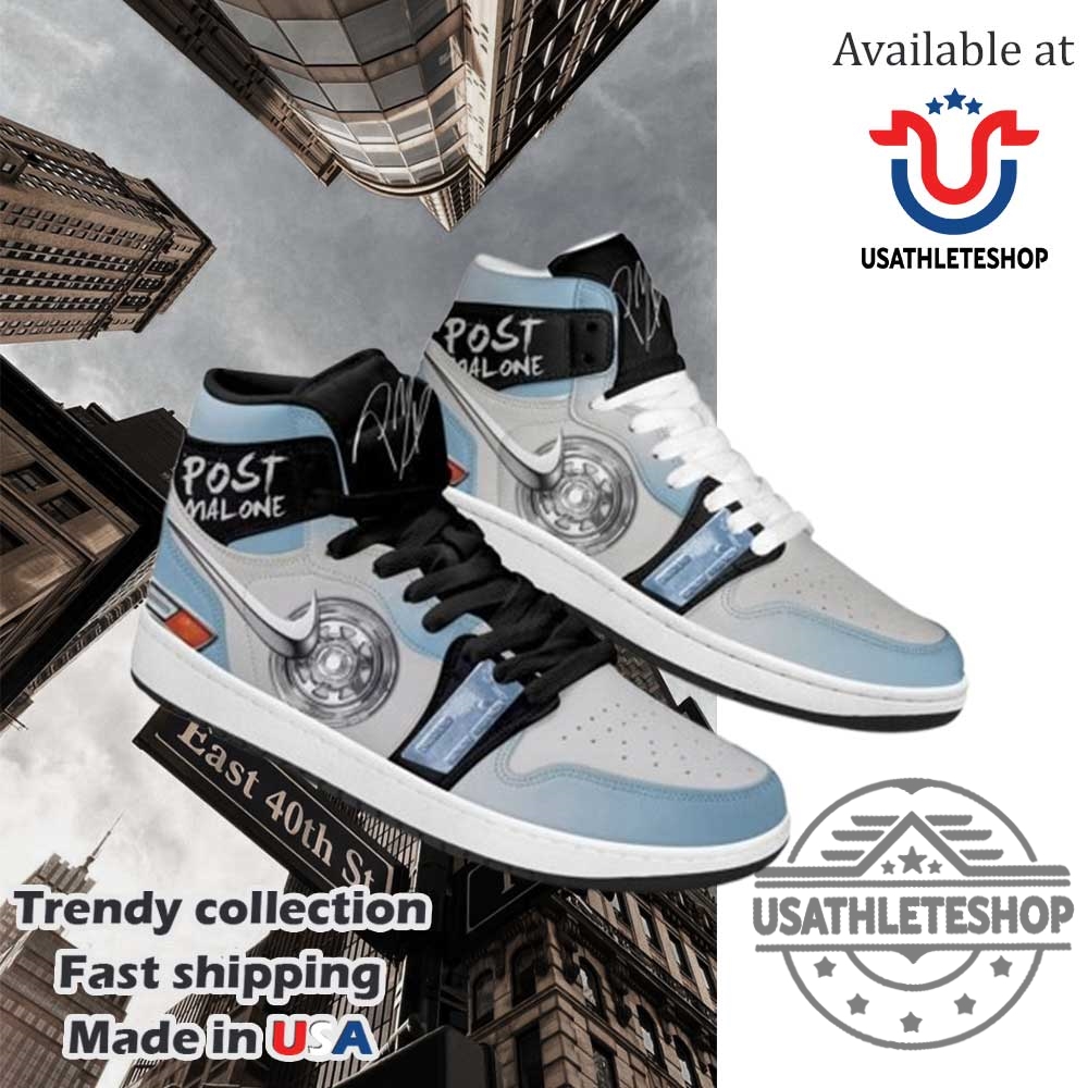 Post Malone Light Blue Custom Nike Air Jordan 1 Sneakers