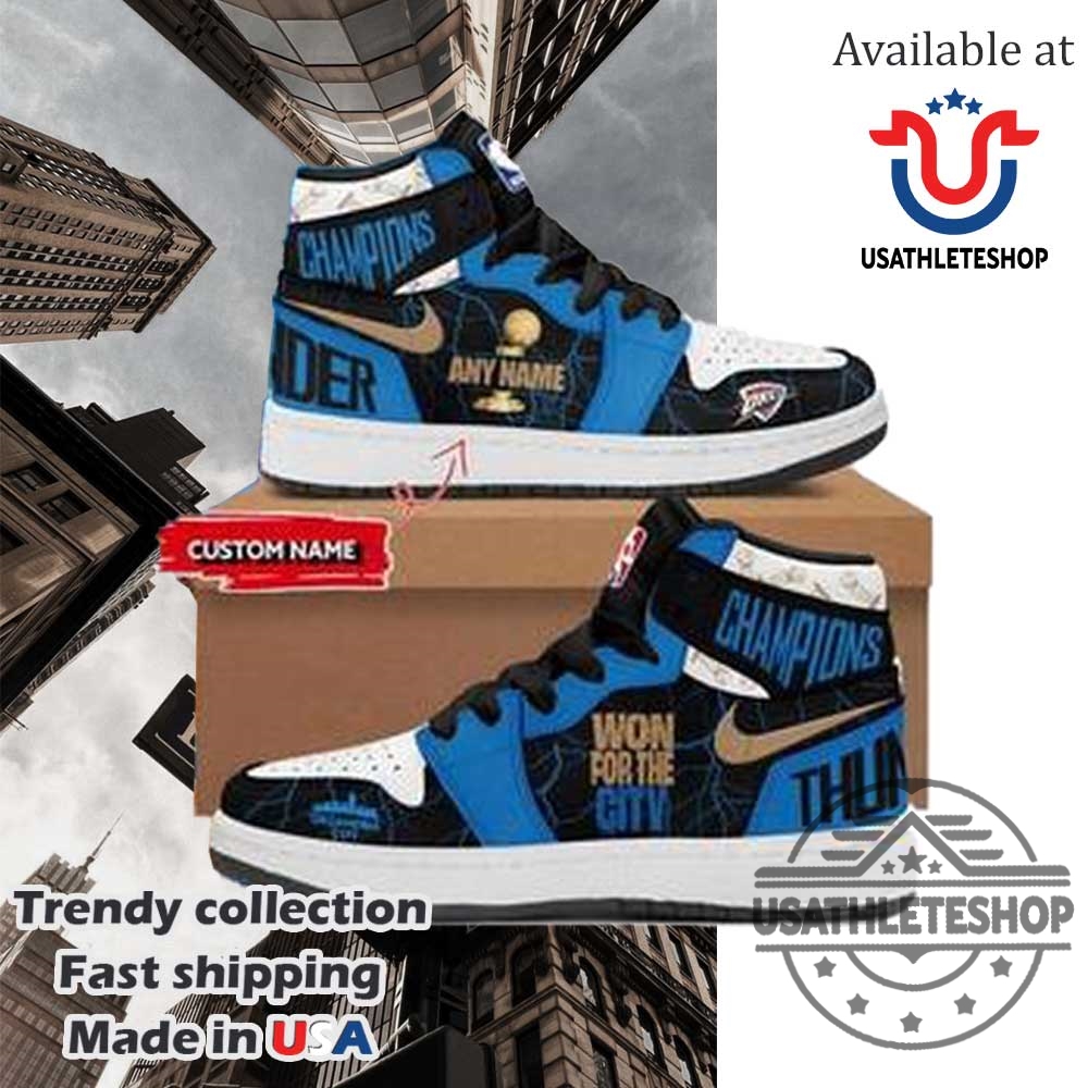 Okc Thunder 2025 Nba Champions Custom Air Jordan 1 Running Shoes