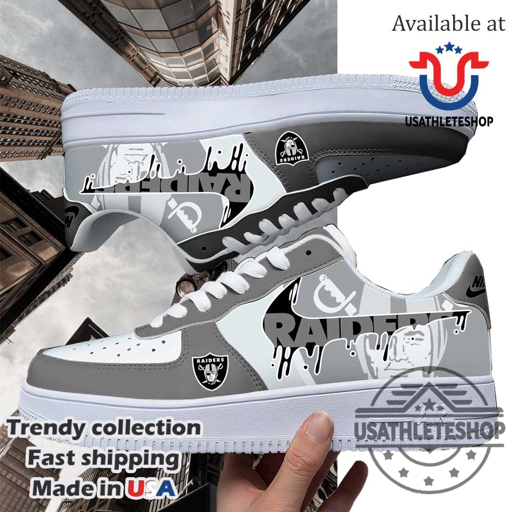 Oakland Raiders Nfl Team Logo Custom Air Force 1 Running Shoes